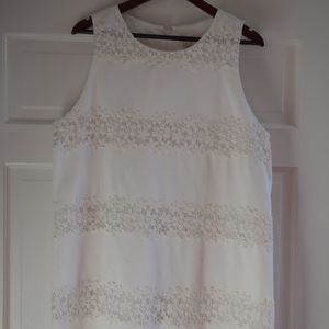 JCrew White Knit Striped Floral Shift Dress